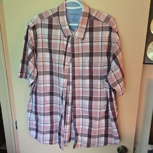 Eddie Bauer Pink and Brown Casual Button Down Shirt X-Large